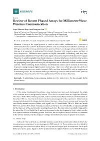 Review of Recent Phased Arrays for Millimeter-Wave Wireless Communication