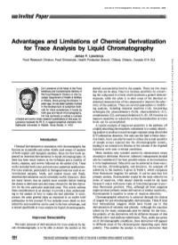 Advantages and Limitations of Chemical Derivatization for Trace Analysis by Liquid Chromatography