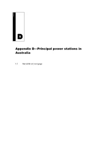 Appendix D: Principal Power Stations in Australia