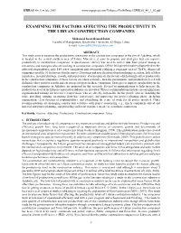 Examining the Factors Affecting the Productivity in the Libyan Construction Companies
