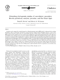 Extending Phylogenetic Studies of Coevolution: Secondary Brooks Parsimony Analysis, Parasites, and the Great Apes