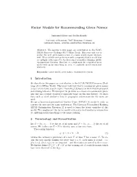 Factor Models for Recommending Given Names