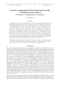 Generic Reassignments of New World Species in the Carpelimus Group of Genera (Coleoptera: Staphylinidae: Oxytelinae)