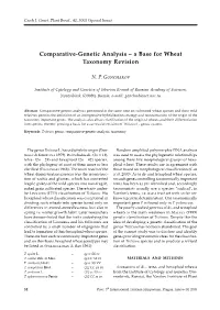 Comparative-Genetic Analysis – a Base for Wheat Taxonomy Revision