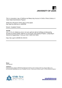 Defining and Measuring Success in Online Citizen Science: a Case Study of Zooniverse Projects