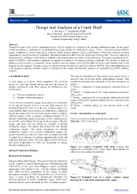 Design and Analysis of a Crank Shaft V