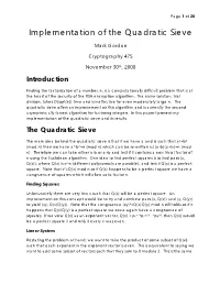 Implementation of the Quadratic Sieve