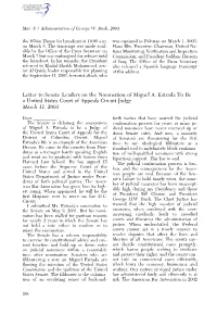 Letter to Senate Leaders on the Nomination of Miguel A. Estrada to Be a United States Court of Appeals Circuit Judge March 11, 2003