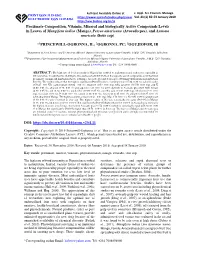 Proximate Composition, Vitamin, Mineral and Biologically Active Compounds Levels in Leaves of Mangifera Indica