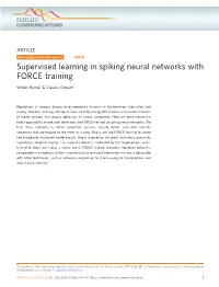 Supervised Learning in Spiking Neural Networks with FORCE Training