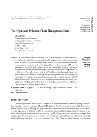 The Origins and Evolution of Lean Management System