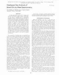 Headspace Gas Analysis of Salad Oils by Mass Spectrometry