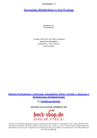 Secondary Metabolites in Soil Ecology