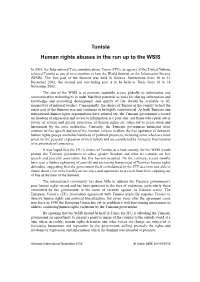Tunisia Human Rights Abuses in the Run up to the WSIS