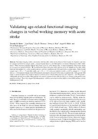 Validating Age-Related Functional Imaging Changes in Verbal Working Memory with Acute Stroke