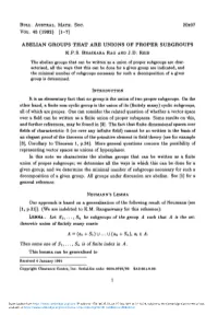 Abelian Groups That Are Unions of Proper Subgroups K.P.S