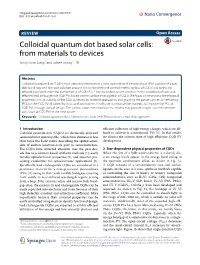 Colloidal Quantum Dot Based Solar Cells: from Materials to Devices Jung Hoon Song1 and Sohee Jeong1,2*