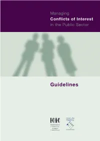 Managing Conflicts of Interest in the Public Sector
