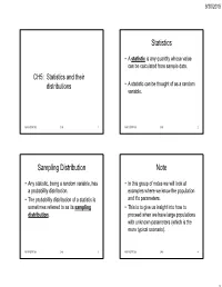 Statistics Sampling Distribution Note