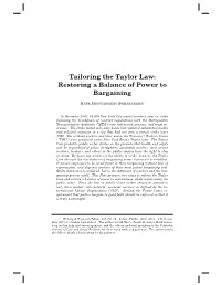 Tailoring the Taylor Law: Restoring a Balance of Power to Bargaining
