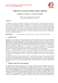 Vibration Analysis of the Lateran Obelisk