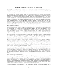 CSE341, Fall 2011, Lecture 18 Summary