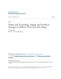 Nature and Technology: Angelic and Sacrificial Strategies in Tolkienâ•Žs