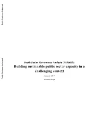 South Sudan Governance Analysis (P156685): Building Sustainable Public Sector Capacity in a Challenging Context