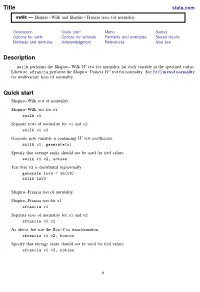 Swilk — Shapiro–Wilk and Shapiro–Francia Tests for Normality