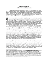 1 Timothy 6:13-16 a Portrait of Obedience