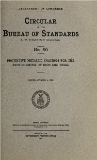 Circular of the Bureau of Standards No. 80: Protective Metallic Coatings For