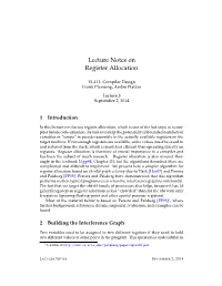 Lecture Notes on Register Allocation