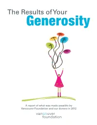 Results of Your Generosity 2012 | I 2012 by the Numbers