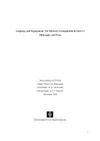 The Rhetoric of Imagination in Sartre's Philosophy and Prose