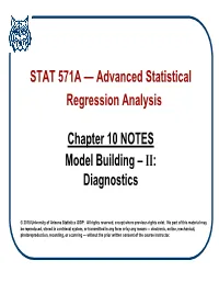 Chapter 10 NOTES Model Building – II: Diagnostics