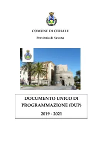 Documento Unico Di Programmazione (DUP) 2019 – 2021 Comune Di Ceriale (SV) 2