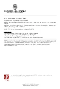 Strict Conditionals: a Negative Result Author(S): Jan Heylen and Leon Horsten Source: the Philosophical Quarterly (1950-) , Oct., 2006, Vol