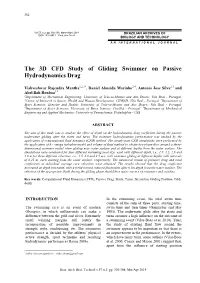 The 3D CFD Study of Gliding Swimmer on Passive Hydrodynamics Drag