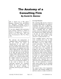 The Anatomy of a Consulting Firm by David H