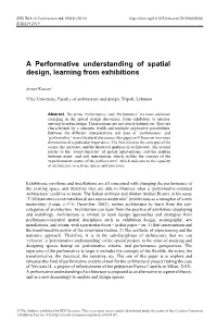 A Performative Understanding of Spatial Design, Learning from Exhibitions