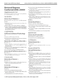 Doctoral Degrees Conferred 2008–20009
