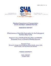 Effectiveness of Nest Site Restoration for the Endangered Northern Map Turtle