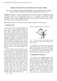 Energy Harvesting from Rotating Structures