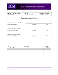 Hazards Analysis Report