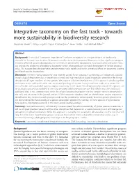 Integrative Taxonomy on the Fast Track-Towards More Sustainability In