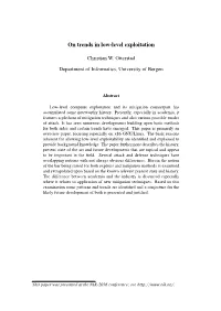 On Trends in Low-Level Exploitation