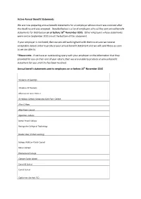 Active Annual Benefit Statements We Are Now Preparing Annual Benefit
