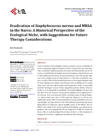 Eradication of Staphylococcus Aureus and MRSA in the Nares: a Historical Perspective of the Ecological Niche, with Suggestions for Future Therapy Considerations