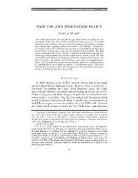 Fair Use and Innovation Policy