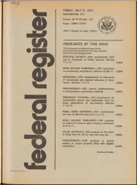 HIGHLIGHTS of THIS ISSUE This Listing Does Not Affect the Legal Status of Any Document Published in This Issue